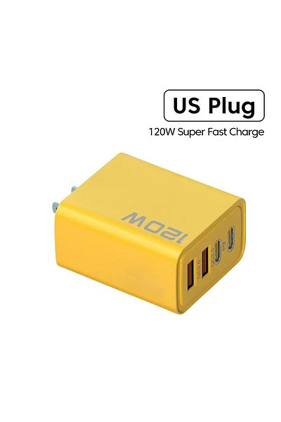 Choice US Yellow 120W Fast Charger Type C Quick Charge 3.0 USB Charger Adapter For iPhone Samsung Xiaomi PD