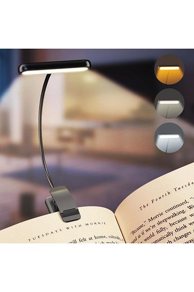 DBF black Eye Caring Clip-on Reading Book Light 3 Colors 10 Brightness USB Rechargeable Flexible Easy Cl