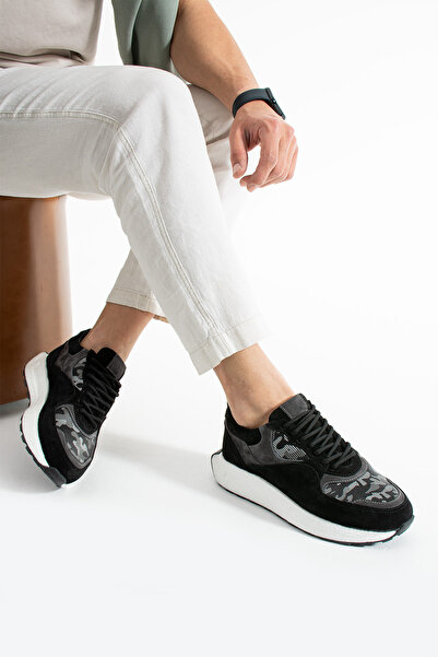 Safari Ayakkabı Chen Siyah Paraşüt Hakiki Deri Sneakers