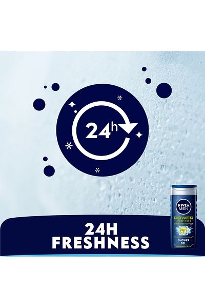NIVEA Men 3in1 Power Fresh Shower Gel 250ml Body, Face & Hair Wash