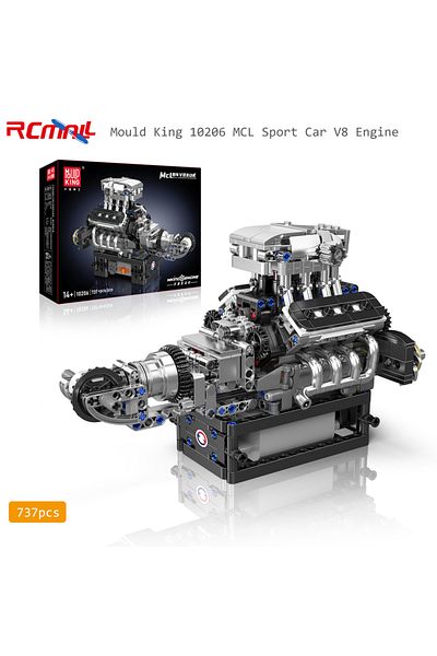 Choice Mould King 10206 Technical Part MCL Sport Car V8 Engine Building Blocks Motorized Simulation Mode...