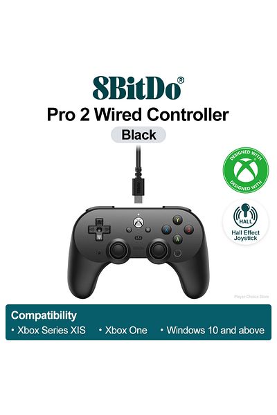 Choice Black 8bitdo Pro 2 Xbox Controller Wired Gamepads Pc For Xbox Series X S Xbox One Windows 10 11 Hall
