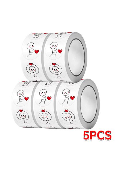 Choice 5 Roll (2500pcs) 500PCs Cartoon Reward Sticker Roll Cute Love Labels Valentine's Day Sticker for Wed