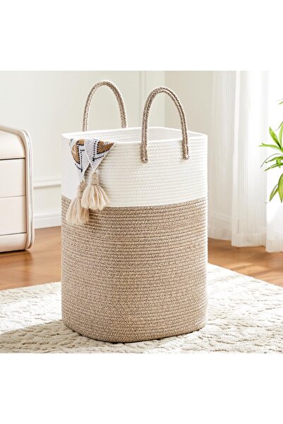 Generic Laundry Basket,Woven Cotton Rope Laundry Hamper,60L Versatile Storage...