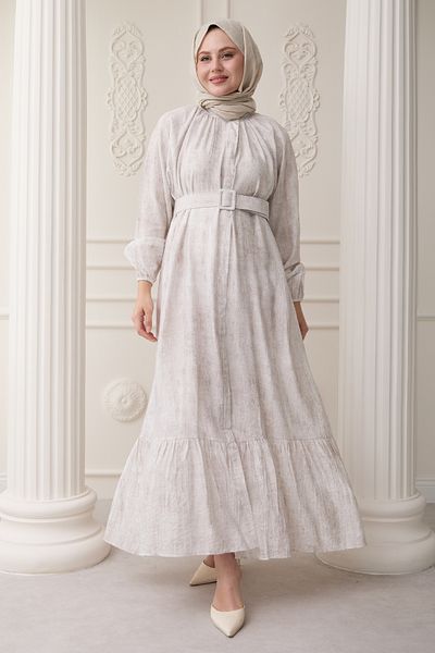 InStyle Judge Collar Strawberry Pattern Ecru Dress