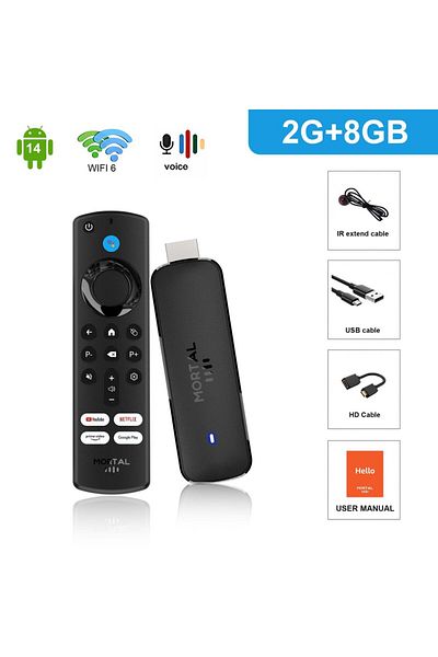 Choice Q8 2GB8G Voice Mortal Q8 Android 14 Smart TV Stick Allwinner H313 Quad Core مساعد صوتي YouTube