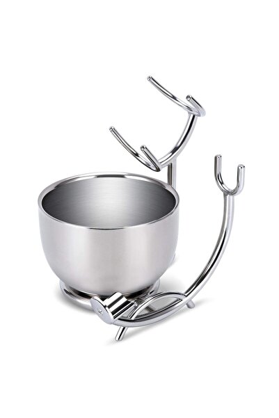 Choice1 Silver Stainless Steel Design Shaving Stand and Shave Soap Bowl - Unb...