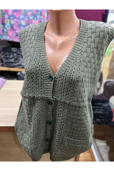 TCR Women's Knitwear Buttoned Pocket Knitted Pattern Seasonal Cardigan Vest