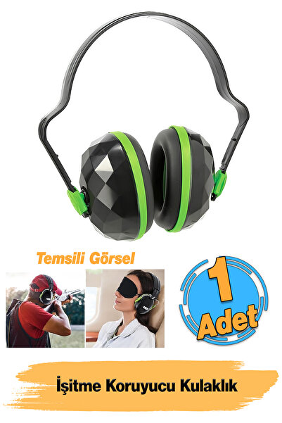 Badem10 Ekonomik Manşonlu Kulaklık Siyah Yeşil Gürültü Önleme Ses Koruma Kula...