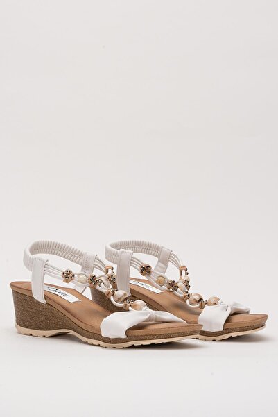 DİVA Λευκό Με χάντρες Γεμιστό Γυναικείο Καθημερινό Σανδάλια