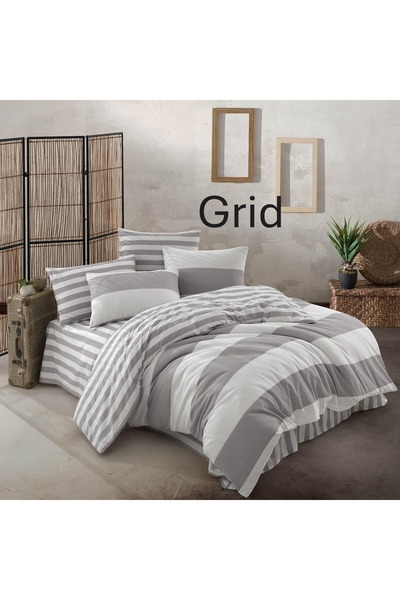 Karden Flower Комплект спално бельо Grid Ranforce от памук за двойно легло - ...