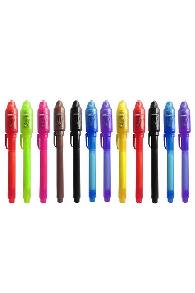 Choice 12pcs Invisible Ink Pen 12 PCS, Spy Pen with UV Light, Magic Marker for Secret Message,Treasure Box