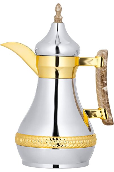 ALSAIF Kinaz Thermos for Coffee and Tea with Marbled Handle, Stainless Steel Double-Walled Flask