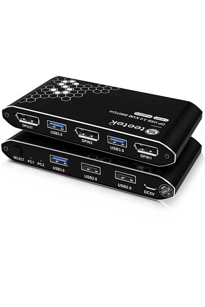 Choice مفتاح DP KVM DP-2In-1Out، منفذان، دقة 4K@60Hz، يتيح لجهازين كمبيوتر مشاركة جهاز واحد أو جهازين