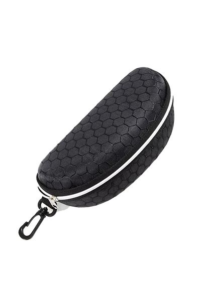 Choice Honeycomb Black Zipper Hard Shell Sunglasses Case And Glasses Box With Plastic Hook For Portable Tra