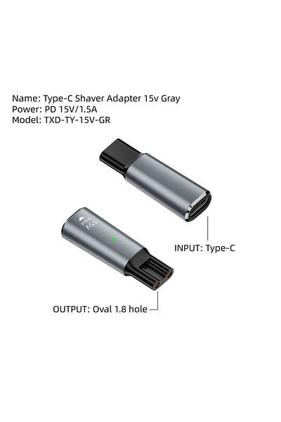 Choice Txd-ty-15v-gr Hobo 15v Hq8505 Type-c Shaver Adapter Charging Converter For Philips Norelco One Blade