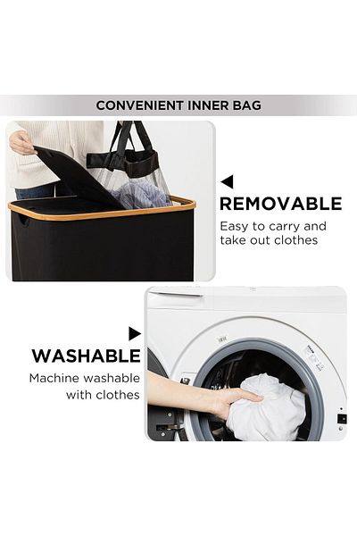 COOYA Laundry Hamper with lid, Portable Clothes Hamper for Dorm Room, Bathroom, Bedroom, foldable Hamper