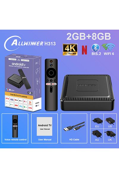 Choice Eu Plug 2gb 8gb Q7 Smart Tv Box Support Wifi 6 Voice Control 4k Ultra Hd Picture Quality Bluetooth