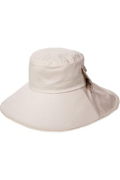 Comhats Foldable sun hat for women, cotton, cream, adjustable velcro inside, Comhats
