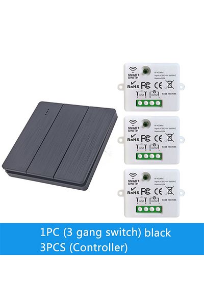 Choice black three 1 2 3 Channel Button 86 Type Wall Panel RF 433Mhz Remote Controller for RF433 Smart Swit