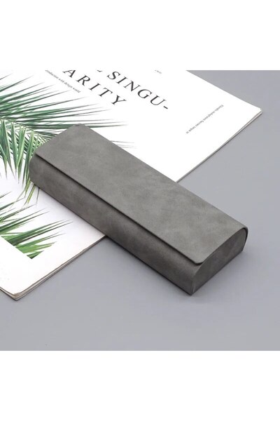 Choice حافظة نظارات صلبة رمادية داكنة للرجال والنساء مصنوعة من جلد البولي يور...