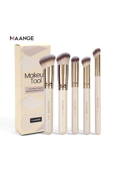 Choice1 مجموعة فرش مكياج مانج من 5 قطع من أبريكوت، فرشاة بودرة أحمر الخدود، ف...