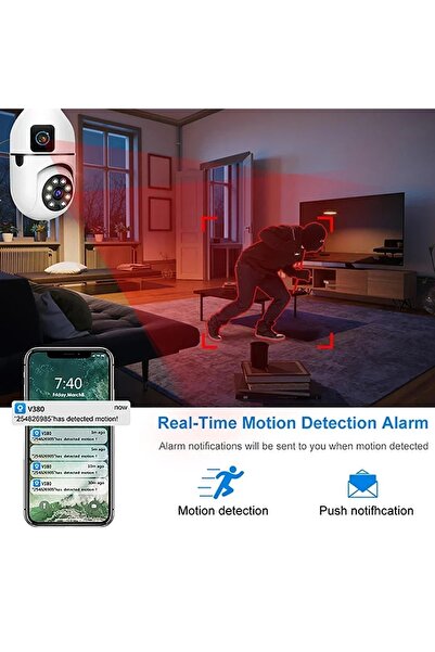 Choice كاميرا إضافة 32 جيجا 8 ميجا بيكسل E27 لمبة واي فاي كاميرا تكبير 8x عدسة مزدوجة مراقبة داخلية تتبع الإنسان لاسلكيًا