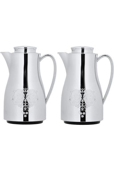 ALSAIF Coffee And Tea Vaccum Flask Set In Chrome / Leak-proof And Keeps Drinks Hot 1.0/1.0 Liter