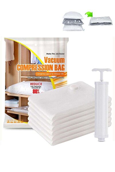 Yelajoy 6 Pcs Vacuum Storage Bags,Premium Sealer Bags with Hand Pump,80x60cm for Clothes, Pillows ,Clear