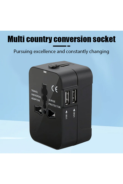 Choice محول سفر عالمي محمول 6 في 1 مع منفذي USB وشاحن سريع 2.1 أمبير محول سفر الكل في واحد