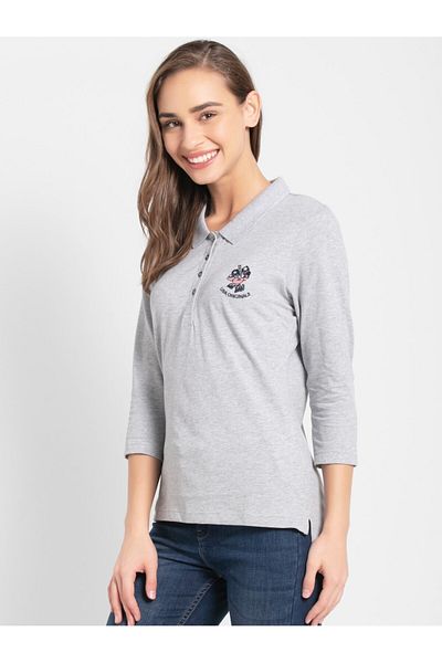 JOCKEY USA Orignals Polo T-Shirt UL10-0103-Lt Grey Mel