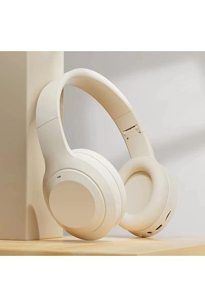 Choice Beige M5 Wireless Headset Bluetooth5.3 HiFi Stereo Earphones Noise Cancelling Gaming Headband Foldab