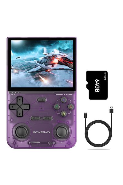 Choice Purple GAMINJA K36 3.5Inch IPS Screen Handheld Game Console 64GB Memory Classic Games Portable Handh