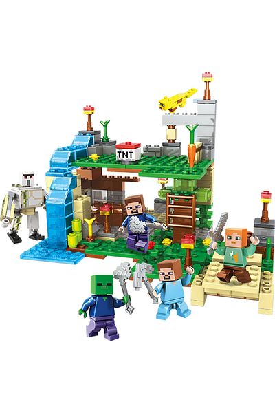 Choice With Figures NO BOX Children's puzzle building block toys, village slides, caves, mines, horse citie