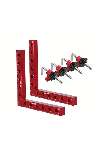 Choice 2 Pack 90 Degree Positioning Squares Right Angle Clamps, 160mm Aluminum Fixing Clip Carpenter Corner