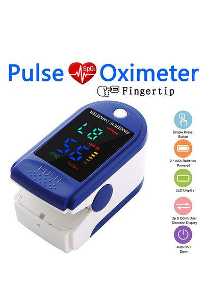 Alextrasza Blue Smart Blood Oxygen Heart Rate Measurement Portable Health Monitor Accessories with LED Digital