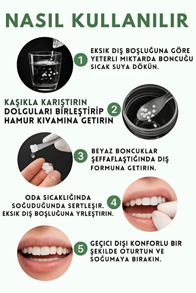 Moldable Diş Onarım Kiti. Takma Diş, Protez Diş, Diş Dolgusu, Geçici Diş, Diş Onarımı