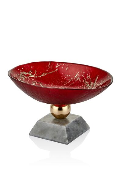 SETABIANCA Mermer Kaideli Varaklı Lokumluk Kırmızı 14*21*12 Cm