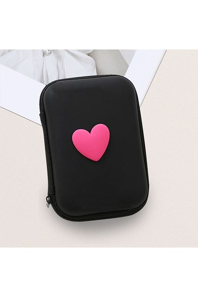 Choice حقيبة سوداء فقط 6 قطع 3D Love Heart سيليكون كابل شاحن حامي حقيبة تخزين ل iPhone 20W 1