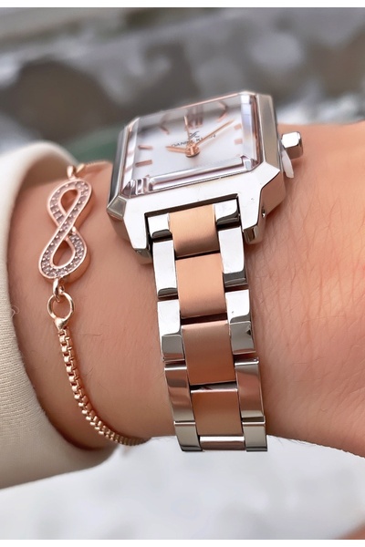 Daniel Klein Brand Rose Silver Color Small Case Women's Wrist Watch - Bracelet Gift