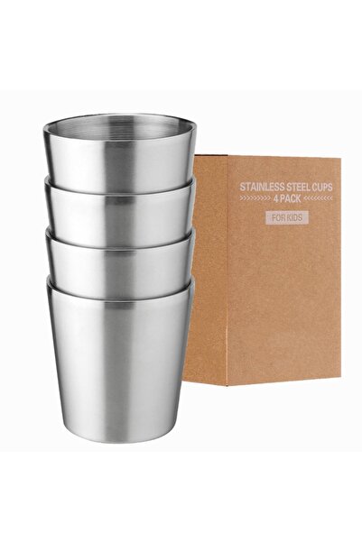 Choice 300ml 10oz A Set of 4 Stainless Steel Cups 10oz 6oz Camping Mugs 4pcs Reusable Premium Metal Cup Dou