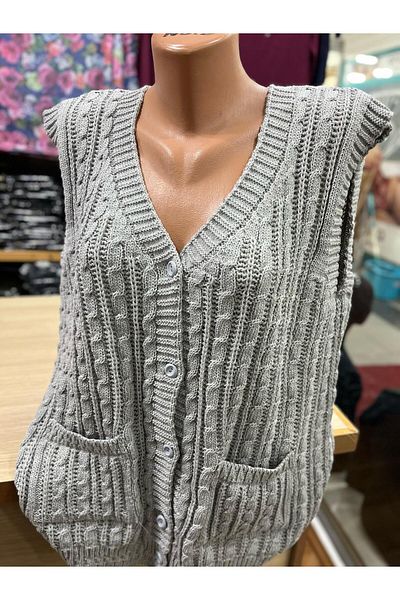 TCR Women's Knitwear Buttoned Pocket Knitted Pattern Seasonal Cardigan Vest