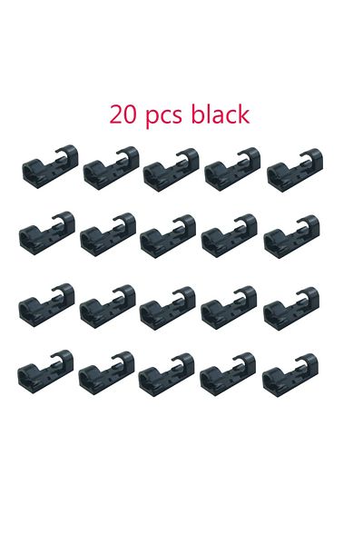 Choice 20 pcs black Self Stick Wire Cable Cord Clips Clamp Table Wall Tidy Organizer Holder Fixer Holder fo