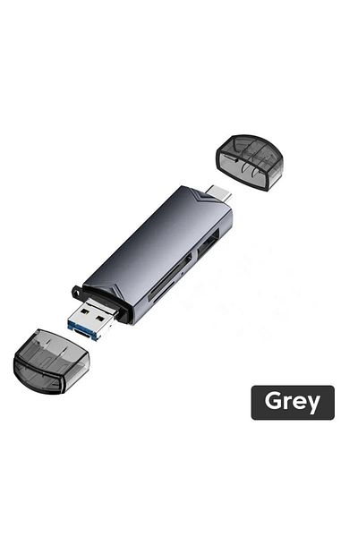 Choice Gray 6 in 1 Otg Type C Card Reader USB 3.0 Micro Sd Mini Adapter TF USB Flash Drive Converter Mobile