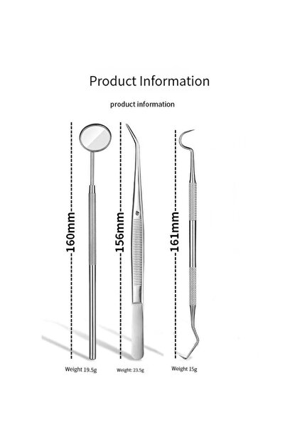 Choice مجموعة أدوات أسنان من الفولاذ المقاوم للصدأ مكونة من 3 قطع فضية للعناي...