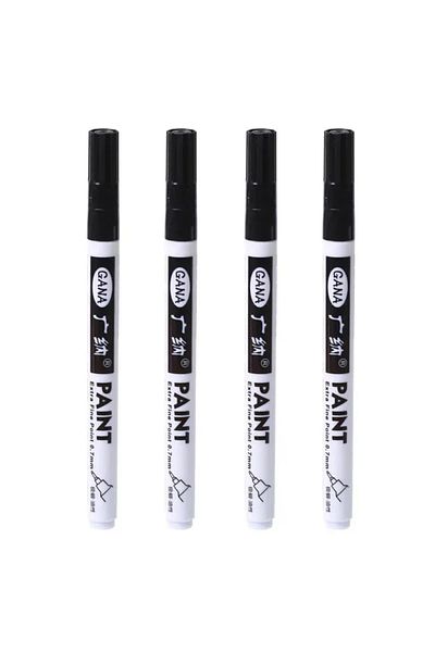 Choice 4Pcs black 4Pcs/set Oil Based White Black Permanent Paint Markers Pens 0.7mm Extra Fine Waterproof,