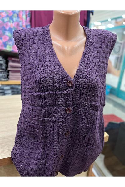 TCR Women's Knitwear Buttoned Pocket Knitted Pattern Seasonal Cardigan Vest