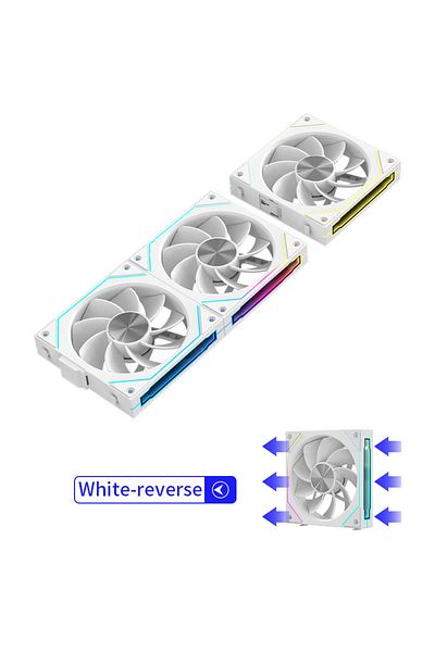 Choice A-RGB كما هو موضح باللون الأبيض - عكس Coolcirc PC Case Fan Mirror Cycle ARGB CD Texture Wireless Splicing 3in1