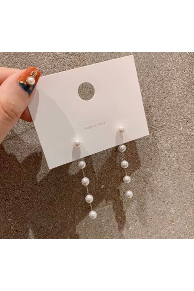 monalisatoka Kadın Trend İnci Detaylı Gümüş Küpe 9 CM