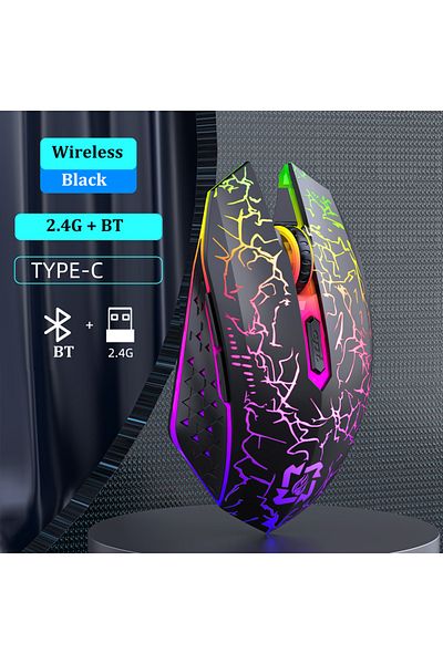 Choice ماوس لاسلكي 2.4 جيجاهرتز بتقنية البلوتوث 5.2، ماوس ألعاب RGB صامت، ماوس قابل لإعادة الشحن، 800-1200